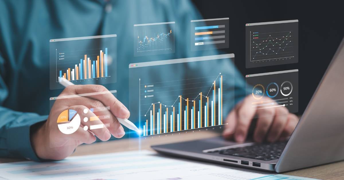 Charts showing the benefits of printer management software. 