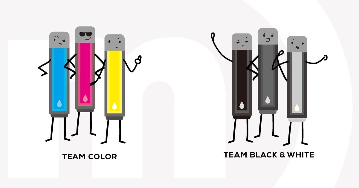 Black and white vs color ink