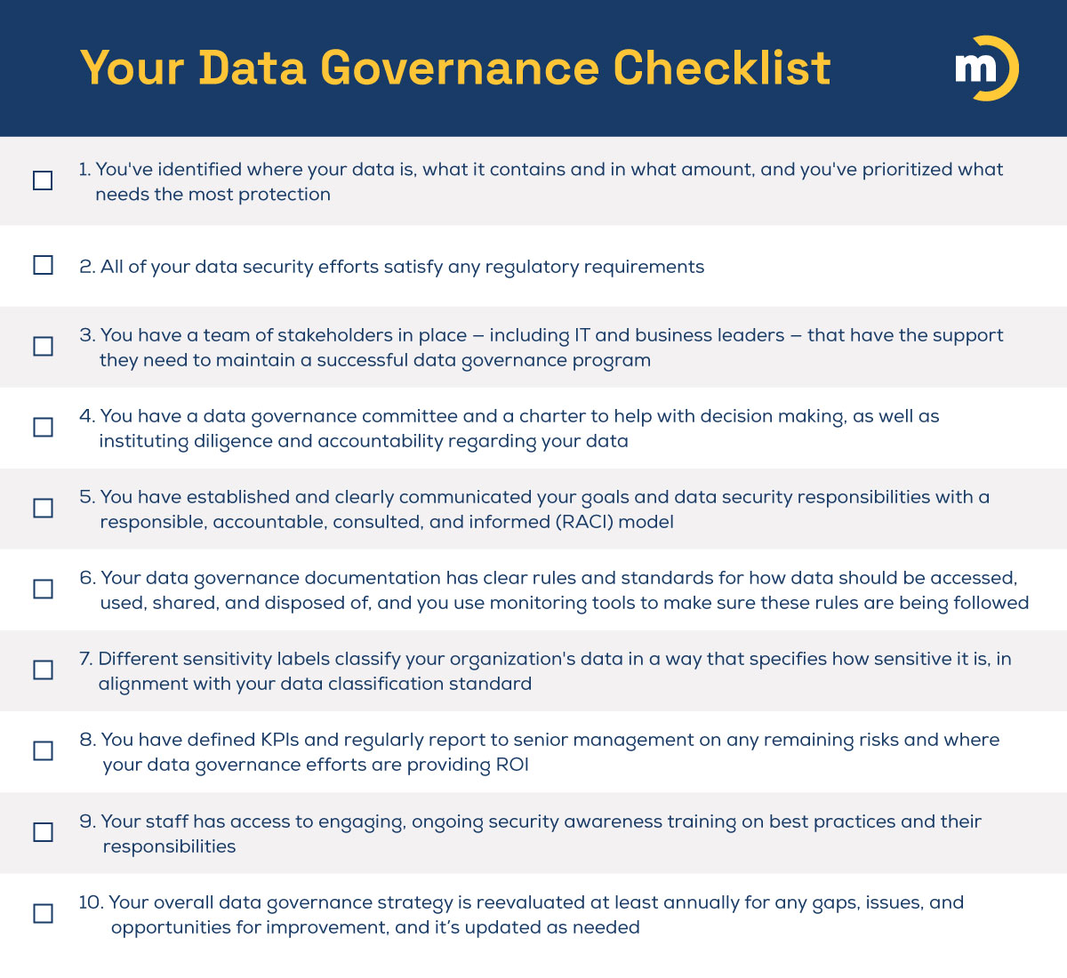 Data governance checklist