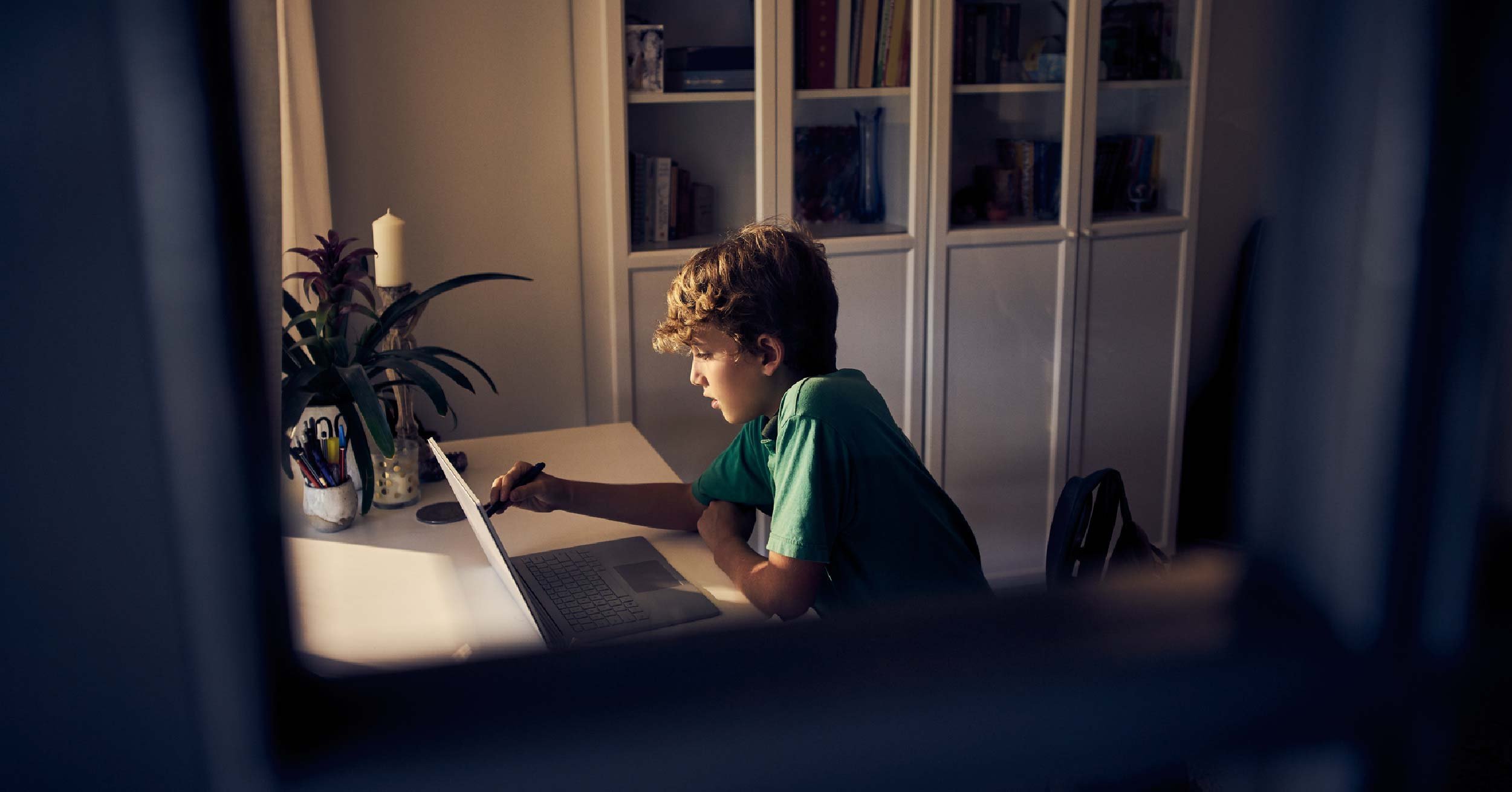 Kid using computer