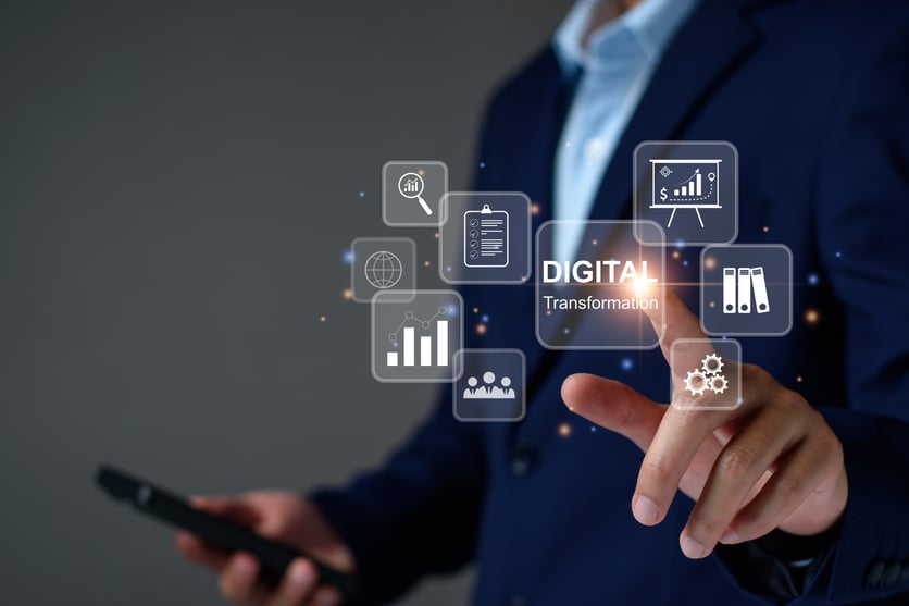 A digitized depiction of digital transformation concepts