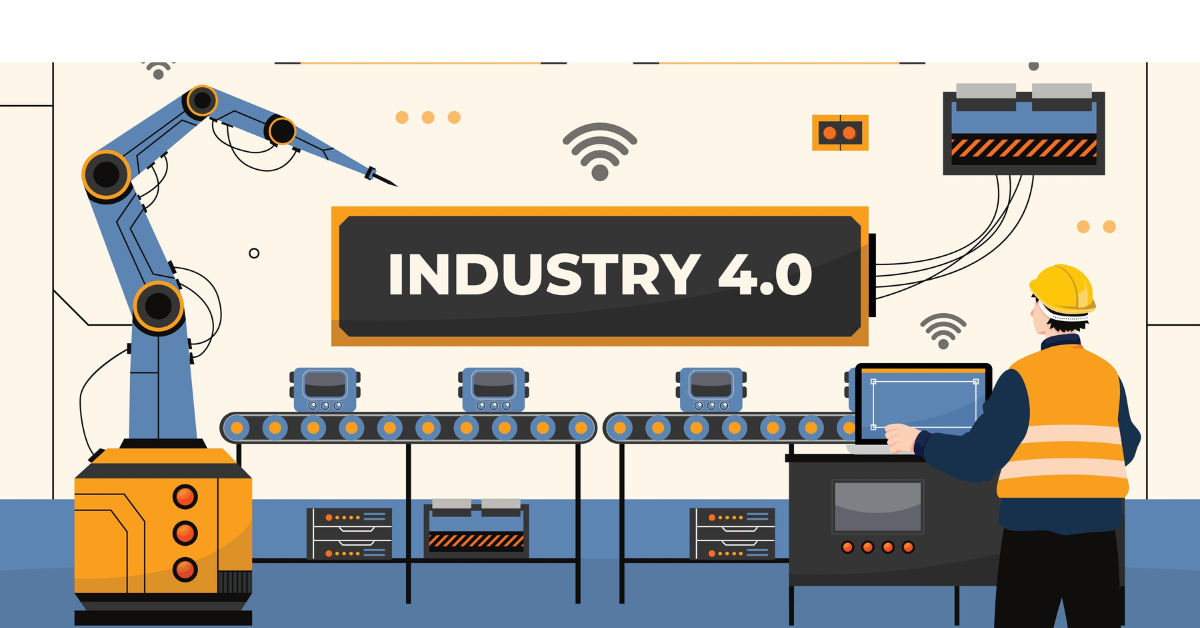 Industry 4.0 smart factory illustration. 