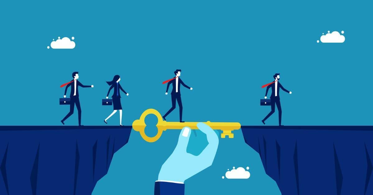  A key links two platforms so a team can make progress