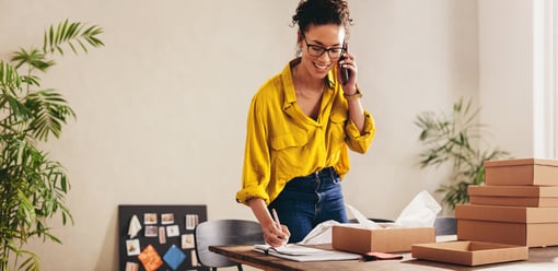 Woman on phone smiling