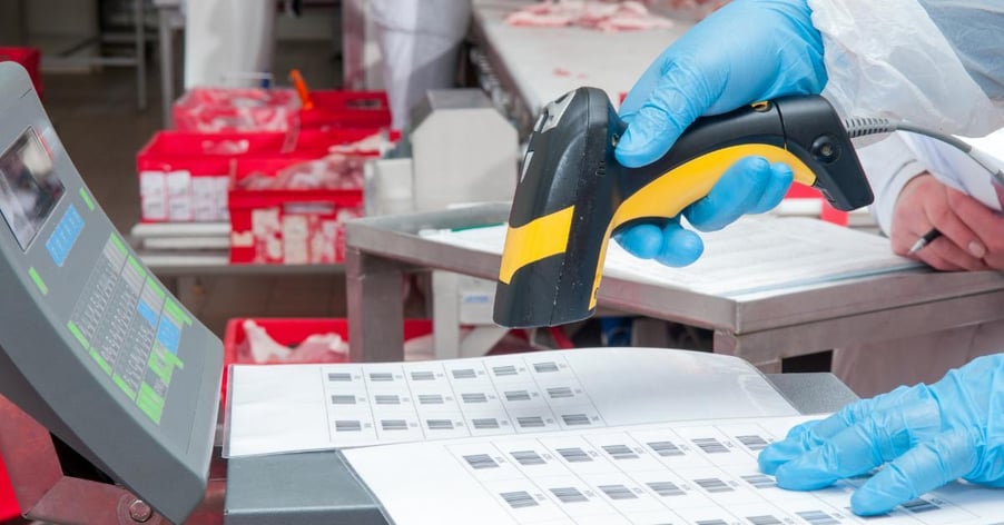 Industrial printed labels at a manufacturing facility. 