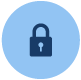 Large icon of a lock on a blue background.
