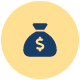 Large icon of a money bag on a yellow background