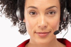 This is a picture of a woman wearing a headset device.