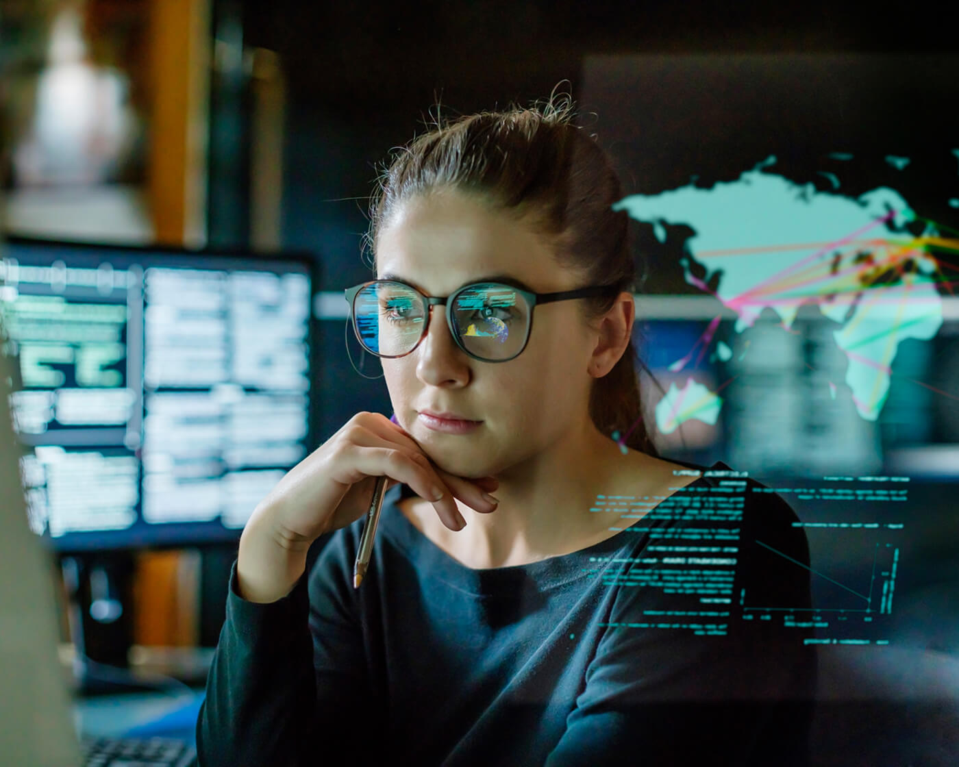 An IT expert watching financial data.