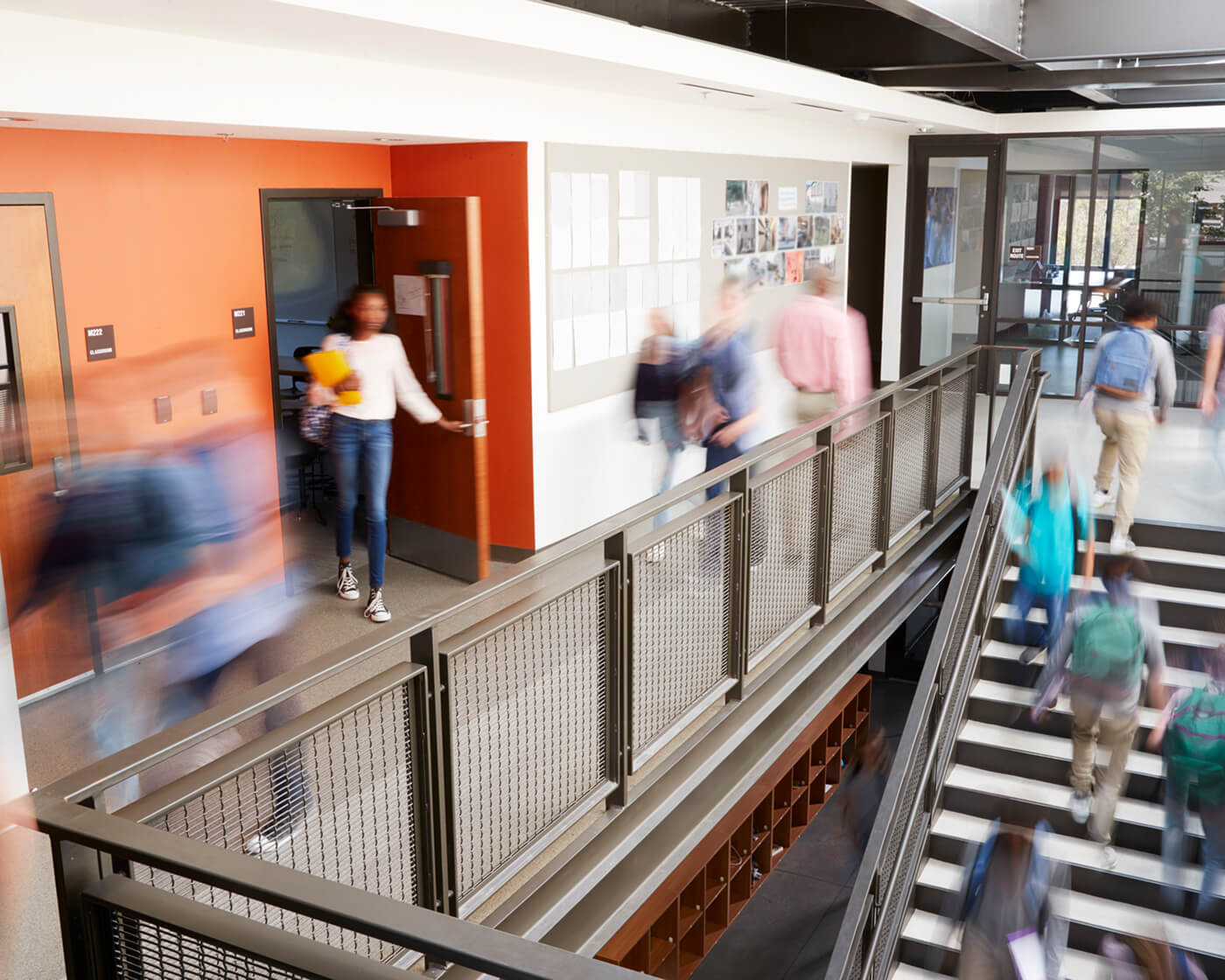 A busy hallway in a K12 school district.