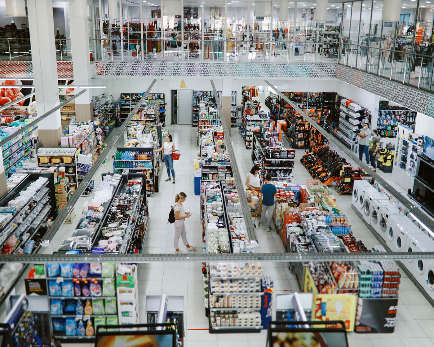 A retail floor layout from above.