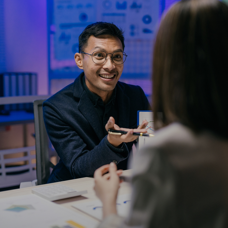 A consultant discussing data protection and security controls with a client.