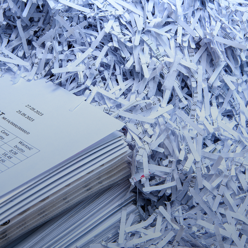 Pile of shredded paper ready for secure disposal.