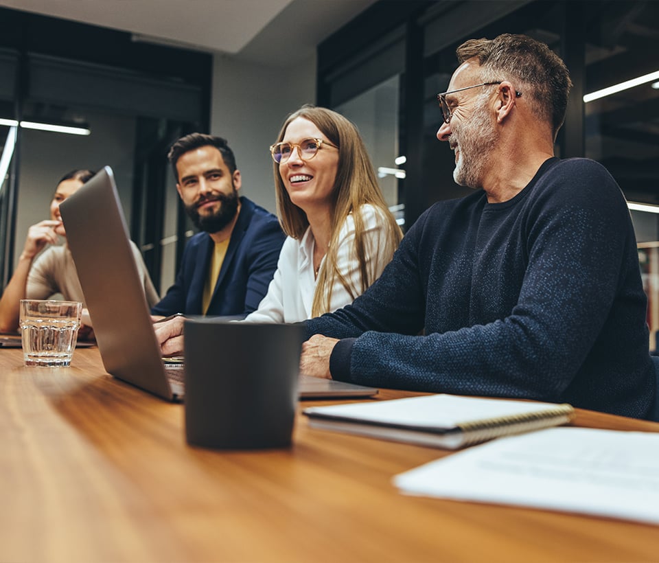 Business meeting with smiling people