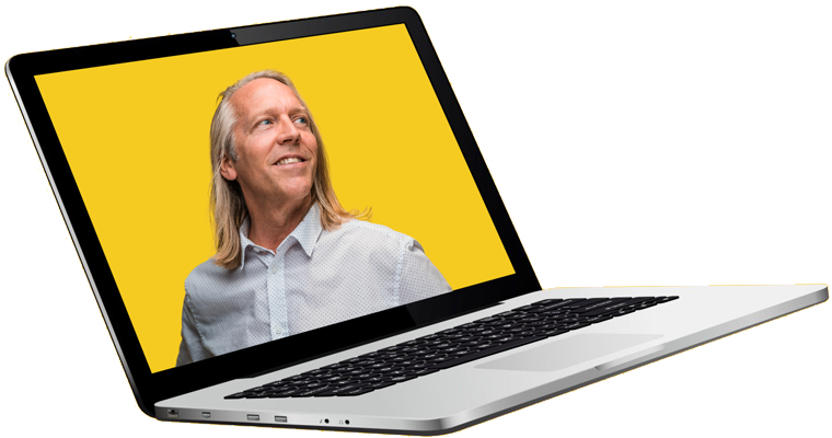 laptop with image of man smiling