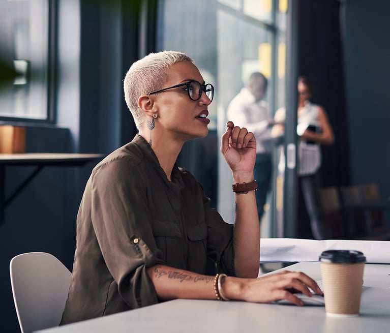 Woman using computer