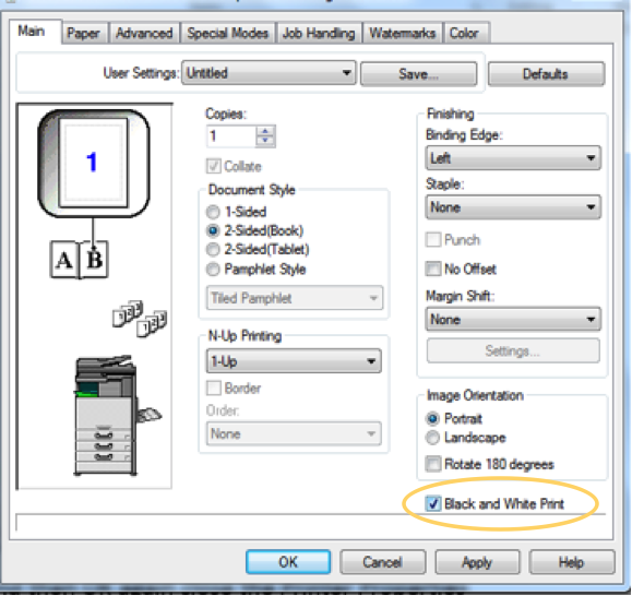 Howto Set Up 2Sided Printing and B&W Defaults on Your Printer or MFP