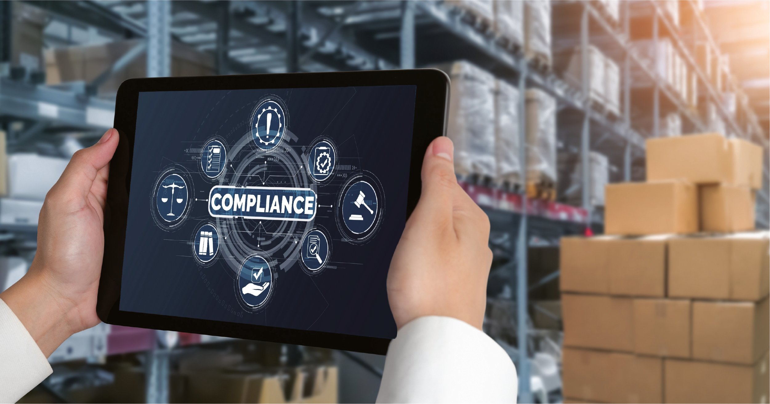Tech on tablet simplifying compliance for manufacturing organizations. 